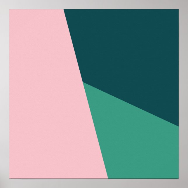 Modern abstract geometric pastel pink & green poster (Front)
