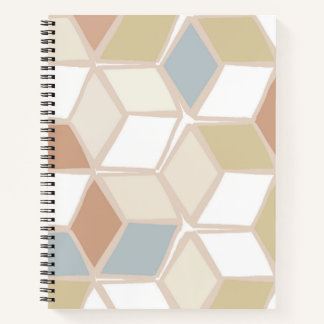 Modern abstract geometric pattern blue green brown notebook