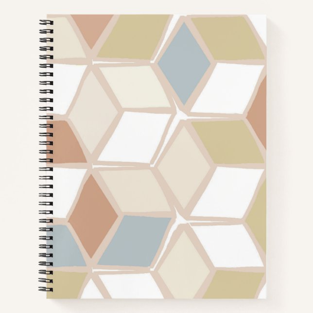 Modern abstract geometric pattern blue green brown notebook (Front)