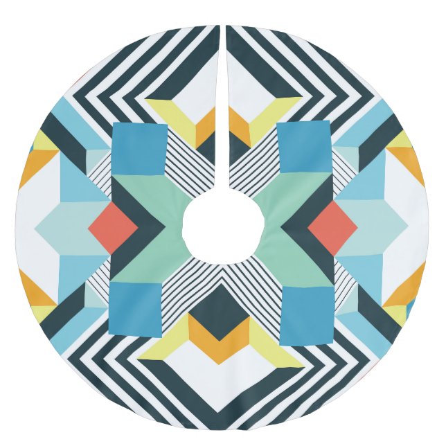 Modern Abstract Geometric Pattern. Brushed Polyester Tree Skirt (Front)
