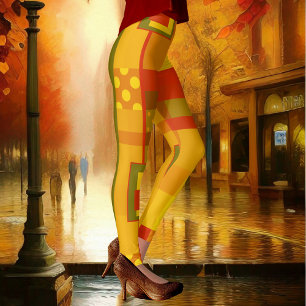 Modern Abstract Geometric Pattern Design Leggings
