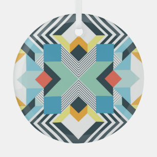 Modern Abstract Geometric Pattern. Glass Tree Decoration