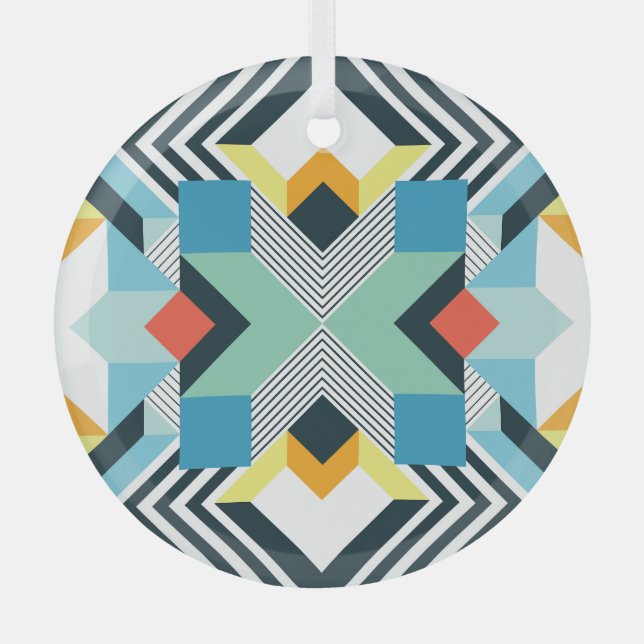 Modern Abstract Geometric Pattern. Glass Tree Decoration (Front)
