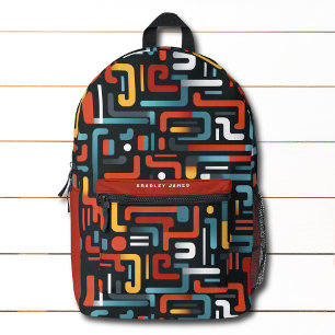 Modern Abstract Geometric Pattern Personalised Printed Backpack