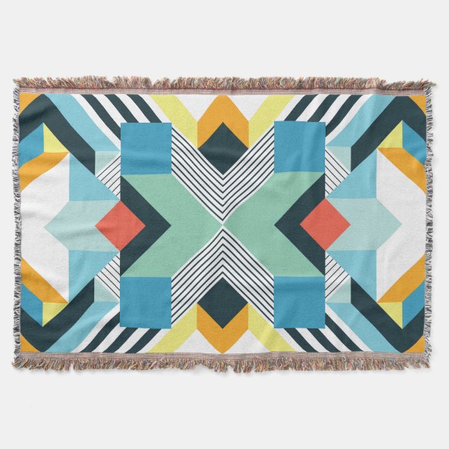 Modern Abstract Geometric Pattern. Throw Blanket (Front)