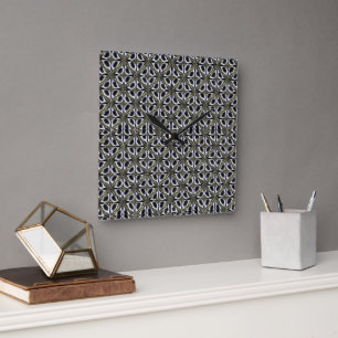 Modern abstract geometric rhythm pattern 1282 square wall clock