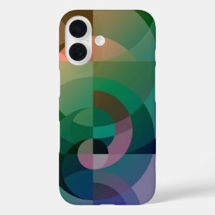 Modern Abstract geometric Sea sunset Green pink iPhone 16 Case