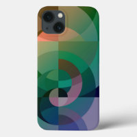 Modern Abstract geometric Sea sunset Green pink