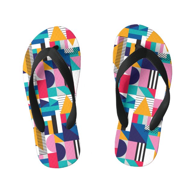 Modern Abstract Geometric Seamless Pattern Kid's Flip Flops (Footbed)