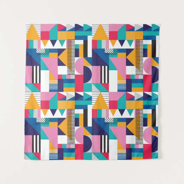 Modern Abstract Geometric Seamless Pattern Tapestry (Front)