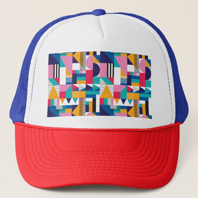 Modern Abstract Geometric Seamless Pattern Trucker Hat (Front)