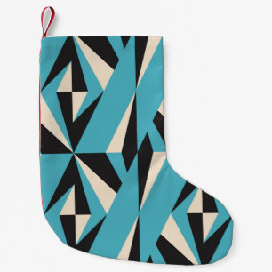 Modern abstract geometric seamless pattern with tr small christmas stocking