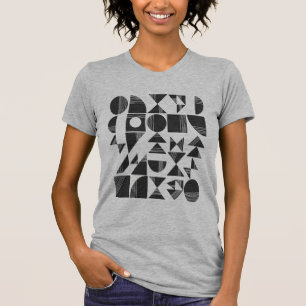 Modern Abstract Geometric Shapes Black and White T-Shirt