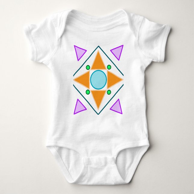 Modern Abstract Geometric Starburst Baby Bodysuit (Front)