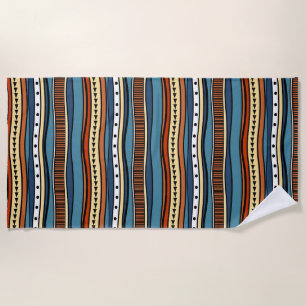 Modern Abstract Geometric Tribal Pattern Beach Towel