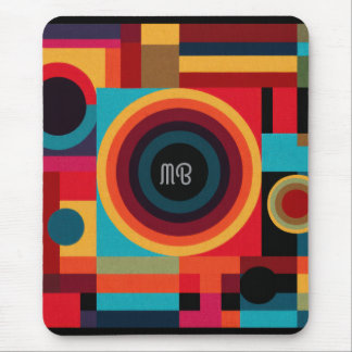 Modern Abstract Geometric Vibrant Energetic Shapes Mouse Mat