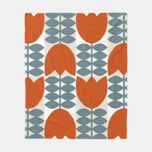 Modern abstract geometric with stylised flowers le fleece blanket