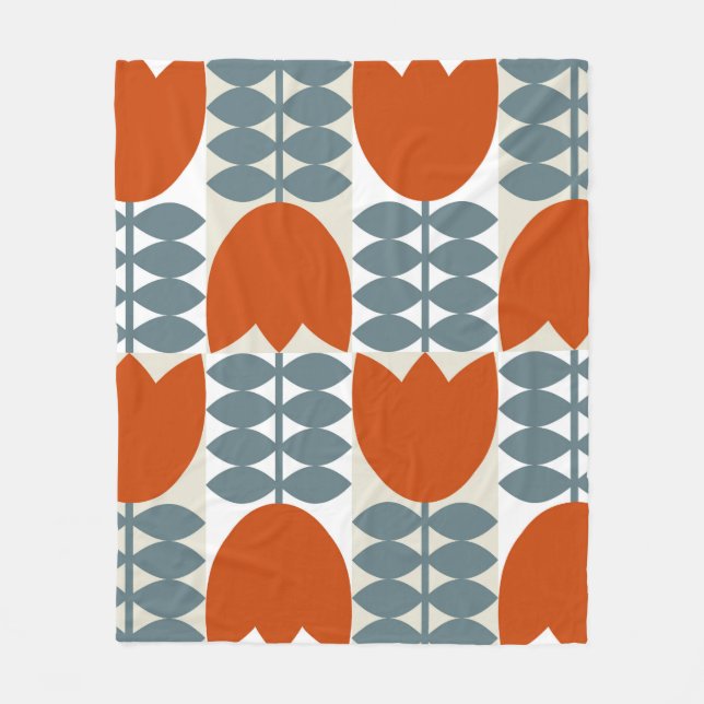 Modern abstract geometric with stylised flowers le fleece blanket (Front)