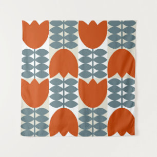 Modern abstract geometric with stylised flowers le tapestry