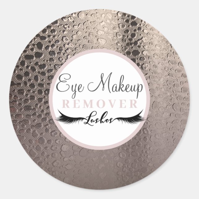 Modern Abstract Glam Pink Rose Gold Makeup Remover Classic Round Sticker (Front)