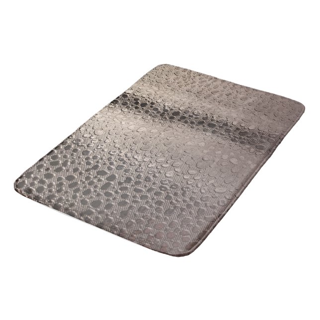Modern Abstract Glam Silver Pink Blush Rose Gold Bath Mat (Angled)