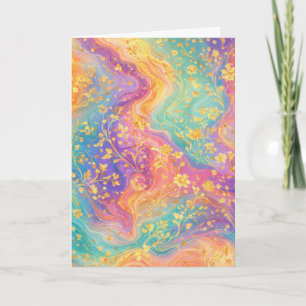 Modern Abstract Glitter Floral Monogram Design Card