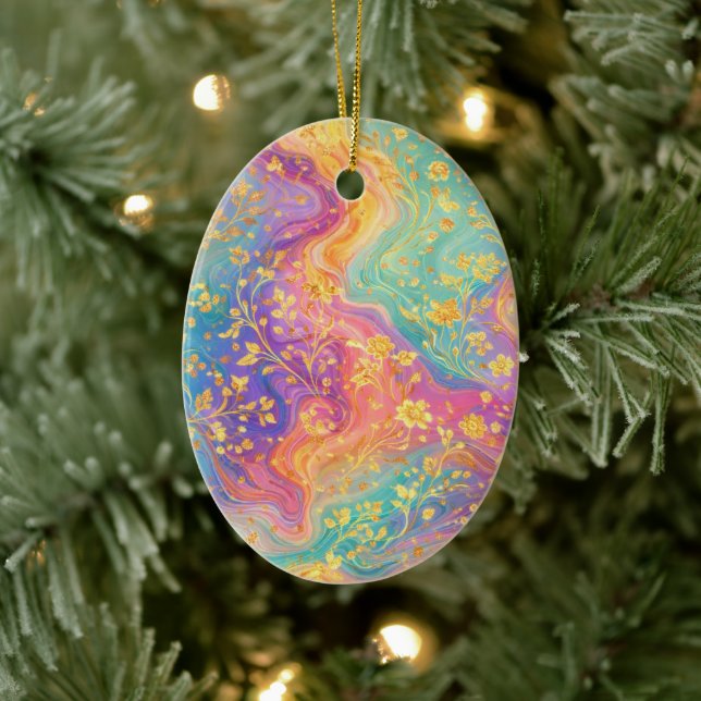 Modern Abstract Glitter Floral Monogram Design     Ceramic Tree Decoration (Tree)