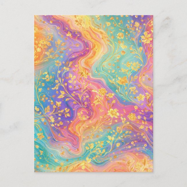 Modern Abstract Glitter Floral Monogram Design     Postcard (Front)