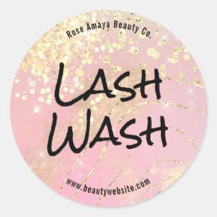 Modern Abstract Glitter Gold Lash Wash Classic Round Sticker
