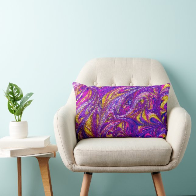 Modern abstract glitter purple  lumbar pillow (Chair)
