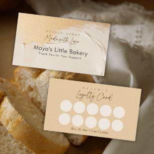 Modern Abstract Gold Beige Bakery Loyalty Business Card