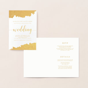 Modern Abstract Gold Foil   Wedding Invitation