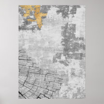 Modern Abstract Gold & Grey Wall Art Poster