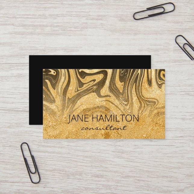 Modern Abstract Gold Marble Business Card (Front/Back In Situ)