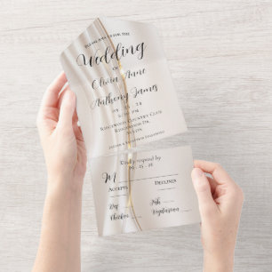 Modern Abstract Gold Wedding All In One Invitation