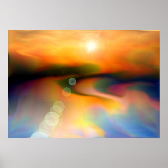Modern Abstract Golden Evening Sky with Flare Poster (Front)