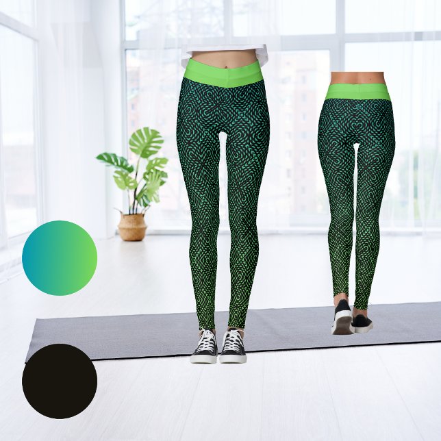 Modern Abstract Gradient Aqua to Green Leggings (Creator Uploaded)