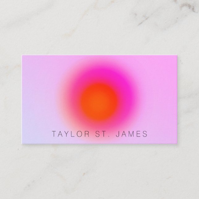 Modern Abstract Gradient Aura Pink Business Card (Front)
