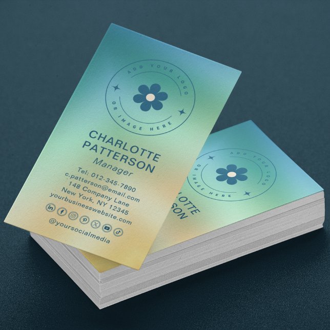 Modern Abstract Gradient Trendy Add Logo Business Card (Creator Uploaded)