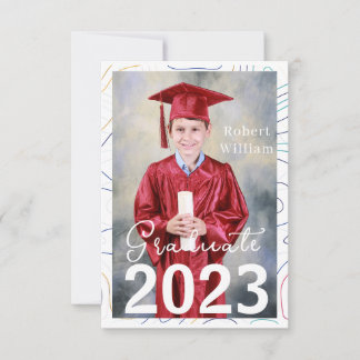 Modern Abstract Graduation Senior Party Thank You Card