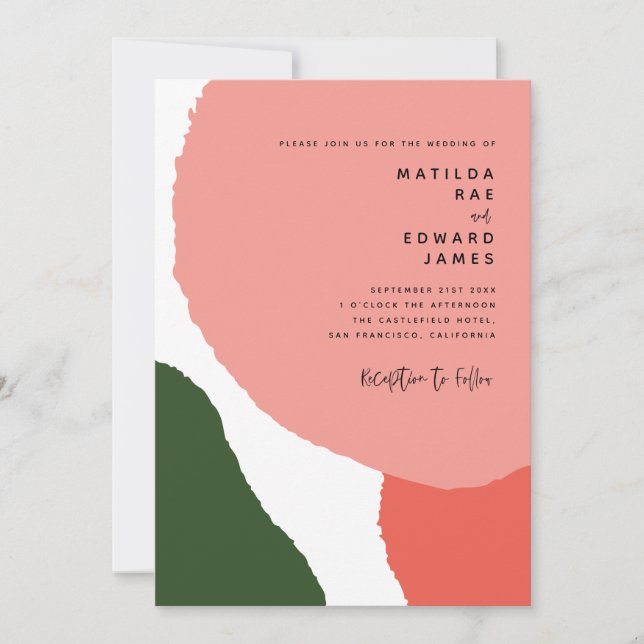 Modern abstract graphic red, pink + green announce announcement (Front)