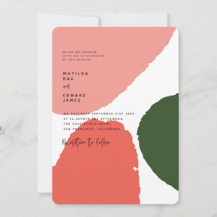 Modern abstract graphic red, pink + green announcement