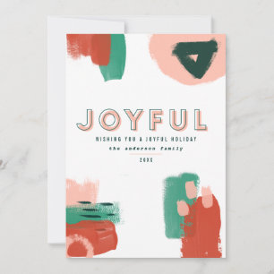 Modern abstract graphic red, pink + green joyful announcement