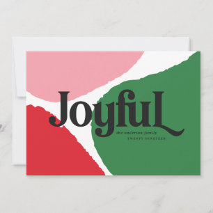 Modern abstract graphic red, pink + green joyful announcement