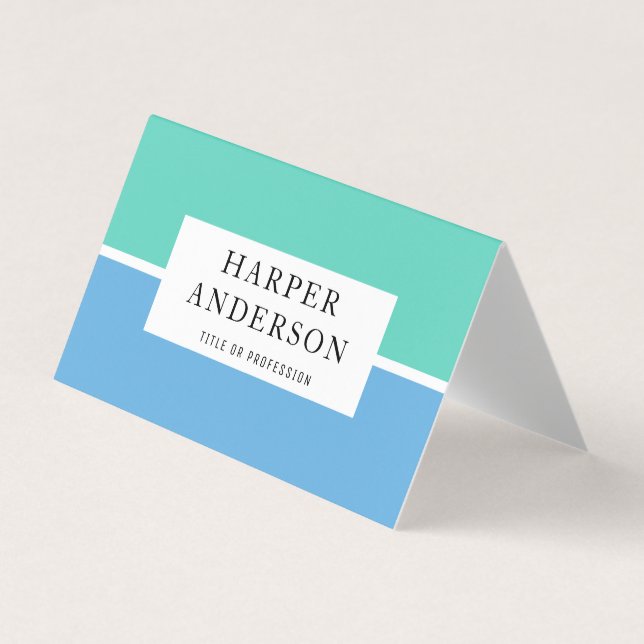 Modern Abstract Green & Blue  Business Card (Front)