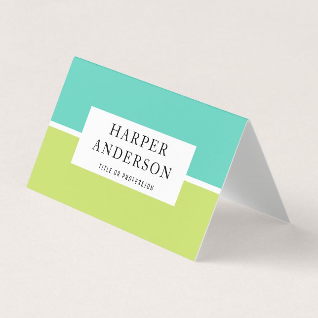 Modern Abstract Green & Blue Professional Business Business Card (Front)