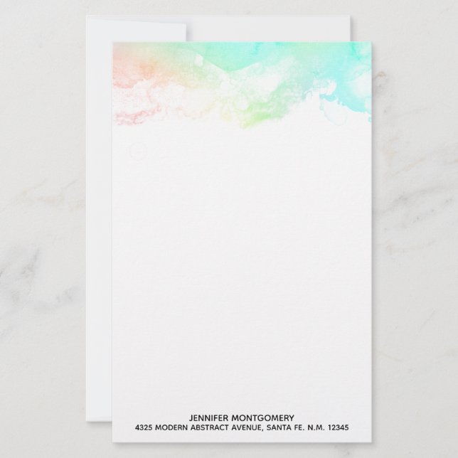 Modern Abstract Green & Blue Watercolor Swirls (Front)