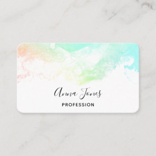 Modern Abstract Green & Blue Watercolor Swirls Business Card