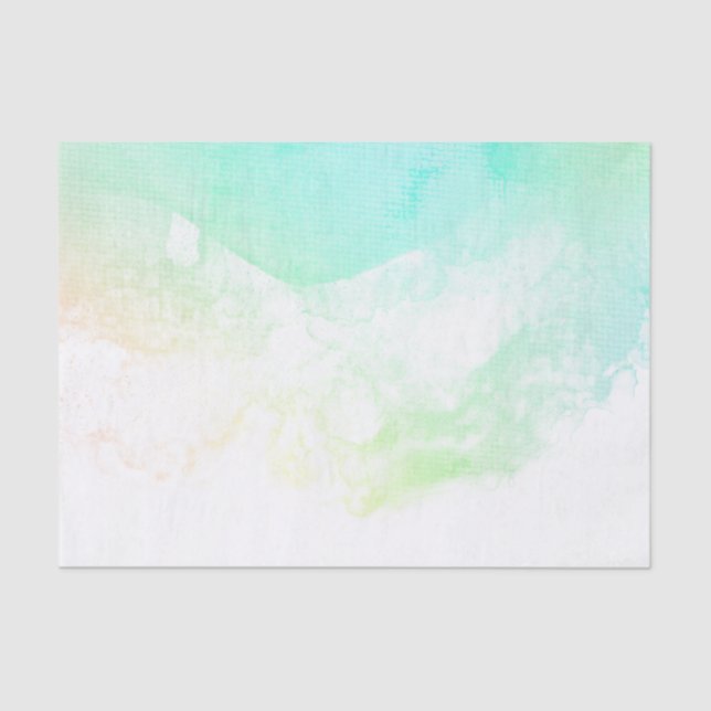 Modern Abstract Green & Blue Watercolor Swirls Tissue Paper (Front)