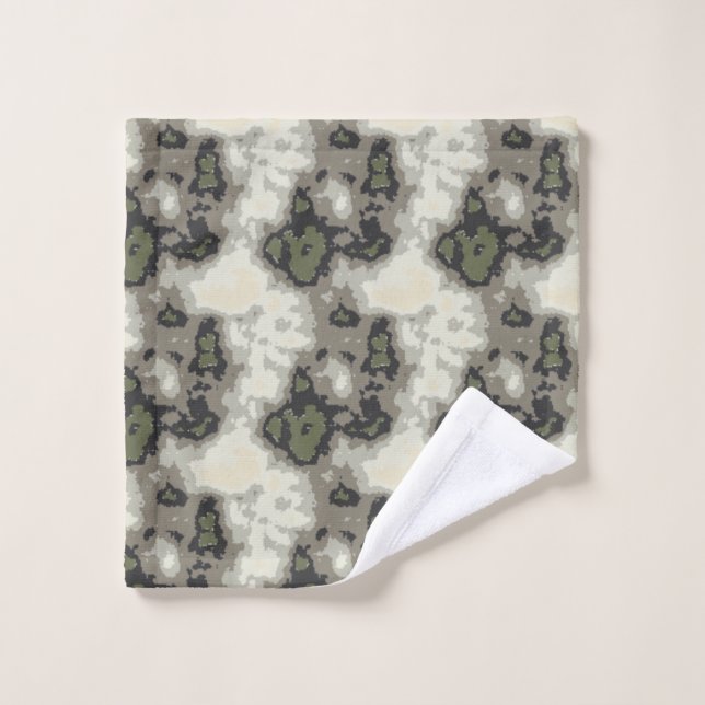 Modern Abstract Green Grey Beige Pattern  Bath Towel Set (Wash Cloth)